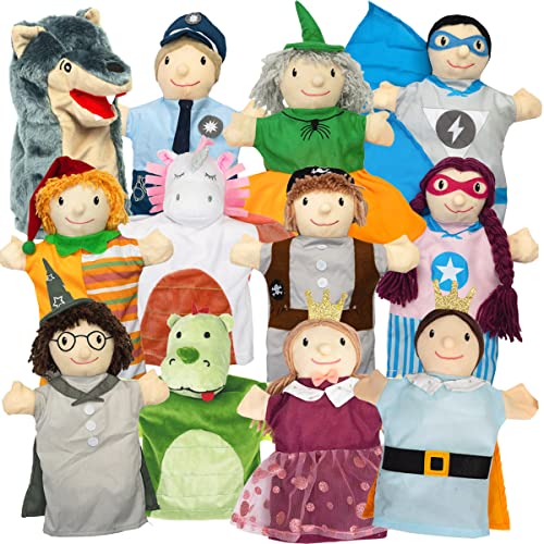 Meppi Handpuppenset 12tlg Kasperlefiguren, Handpuppen aus Stoff fürs Kasperletheater - Handpuppen für Kinder von Meppi