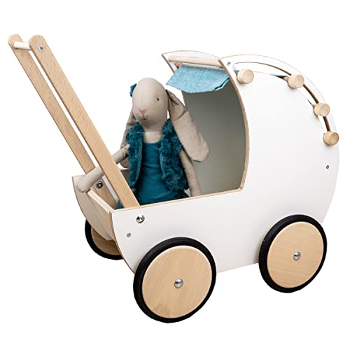 Meppi Puppenwagen Eukalyptus aus Holz für Babypuppen bis 40 cm von Meppi