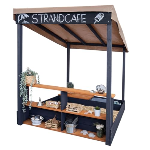 Meppi Sandkasten Travemünde anthrazit/Teak aus Holz mit Dach und Verkaufstheke - Sandkiste - Sandbox für Kinder Meppi Sandkasten Travemünde anthrazit/Teak aus Holz mit Dach und Verkaufstheke - Sandkiste - Sandbox für Kinder von Meppi