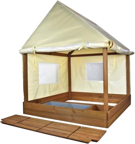 Meppi Sandkasten XXL mit Dach und Seitenwänden - Sandkiste aus Holz - Sandbox - Sandkastenhaus für Kinder von Meppi