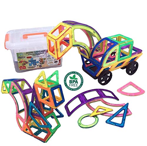 Magnetische Bausteine | 36 SELTENE Stücke kompatibel mit Anderen Sets (6,5cm) alle Marken + Aufbewahrungsbox aus Kunststoff │Großes kreatives Geschenk für Jungen und Mädchen über 3 Jahre von MerCie