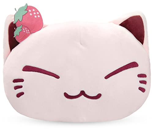 MeralenS Nemu Neko Super Soft Weich Rosa Mocchi mit Erdbeere Ohren Kuscheltier Manga Anime Otaku Kawaii Stofftier Schlafende Katze Plüschtier Plüsch Plush Original aus Japan Glamlens von MeralenS