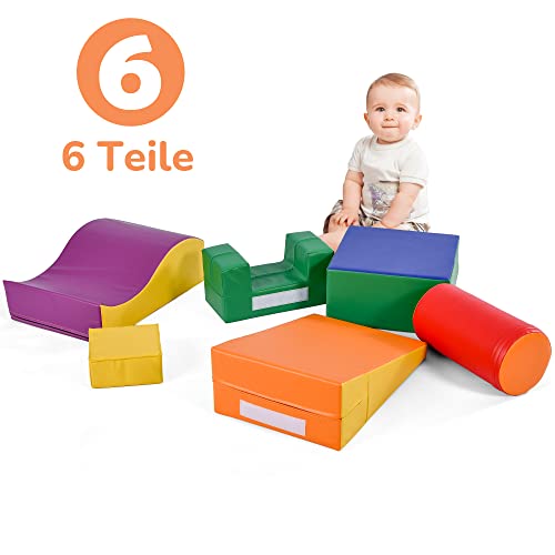 Merax 6 TLG Riesenbausteine für Kinder, Großbausteine zum Toben & Klettern, im Vorschulalter & Babys Softbausteine, bunt von Merax