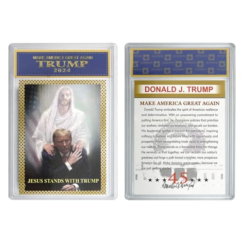 1 x Donald Trump Papierbewertungskarte 2024, US-Präsident Jesus steht mit Trump Make America Great Again Sammelkartensammlung Geschenk von Mercollection