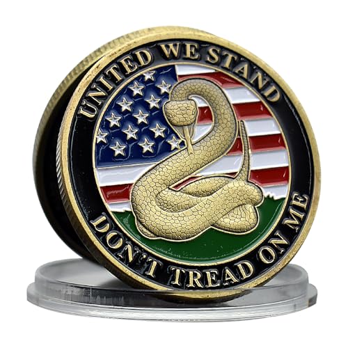 1776 United We Stand Challenge Coin Declaration of Independence Liberty Bell and Don't Tread on Me Snake Pattern Bronze Medal von Mercollection