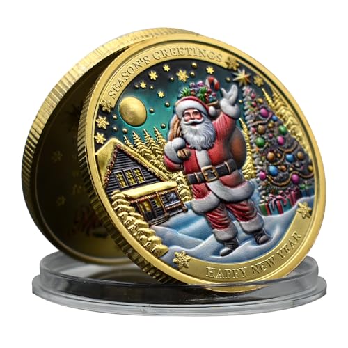 2024 Christmas Challenge Coin Medal Decoration Santa Happy New Year Season's Greetings Collection Gift von Mercollection