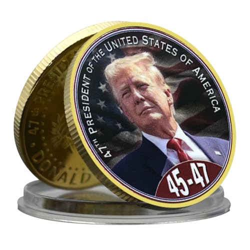 2024 US 45th to 47th President Donald Trump Challenge Coin Victory Metal Medal with Plastic Case Art Craft von Mercollection