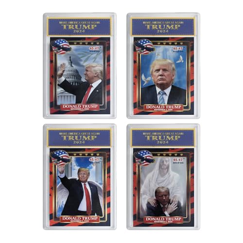 4 Stück/Set 2024 47. US-Präsident Donald Trump Papier Bewertungskarte Make America Great Again Stand Strong Trading Card Collection Geschenk von Mercollection