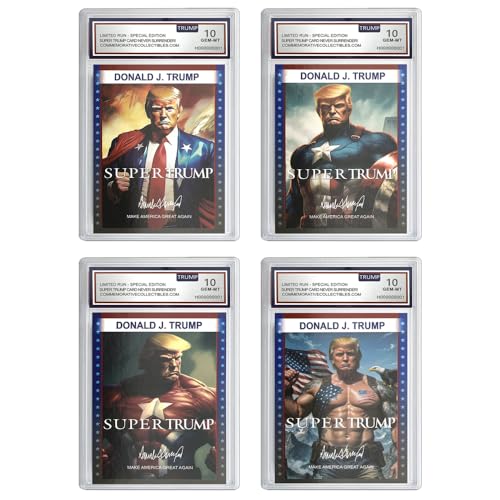 4 Stück/Set 2024 Super Hero Donald Trump Paper Rating Card US President Make America Great Again Stand Strong Trading Card Collection Gift von Mercollection