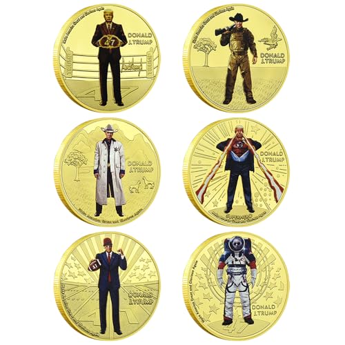 6 Stück/Set 2024 US Präsident Donald Trump Challenges Coin Maker America Great Again Metall Gedenkmedaille Sammlung Fan Geschenke von Mercollection