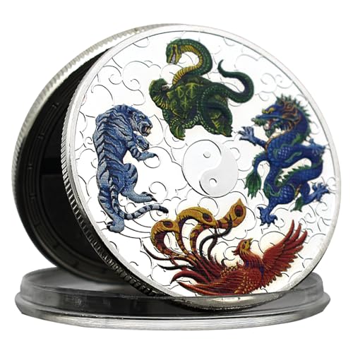 China The Four Symbols Challenge Coin Medal Dragon Tiger Snake Phoenix Tai Chi Decoration Collection Gift von Mercollection