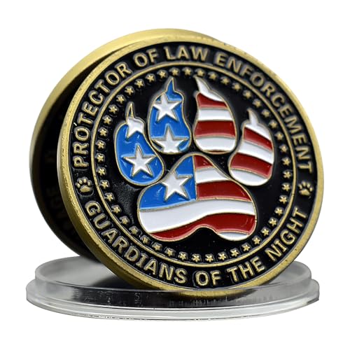 K9 Dog Protector of Law Enforcement Challenge Coin with Plastic Guardians of The Night Metal Collect Gift von Mercollection