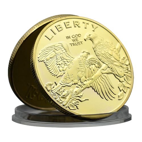 United States Liberty Challenge Coin in God We Trust Eagle Metal Medal with Plastic Case Art Craft von Mercollection