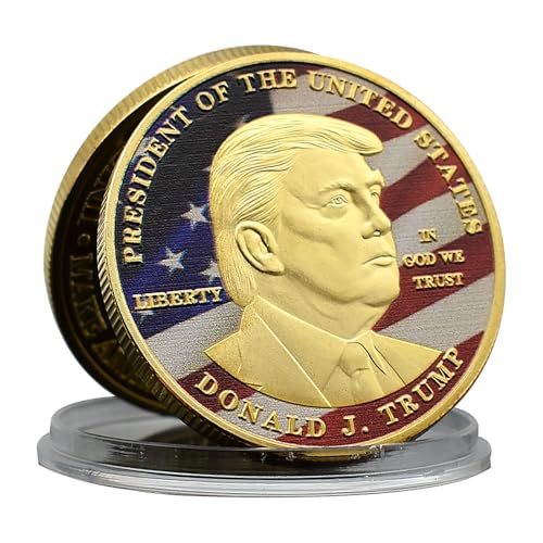 United States President Donald Trump Challenge Coin Make America Great Again Metal Medal with Plastic Case Art Craft von Mercollection