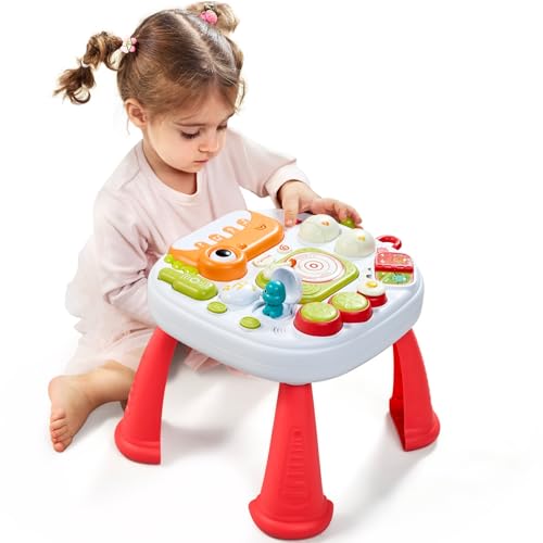 Meribbit Spielzeug Ab 18 Monate, Baby Spielzeug 7 in 1 Spieltisch Spielzeug ab 18 Monate Mädchen Junge Baby Musikspielzeug - Thema Dinosaurier von Meribbit