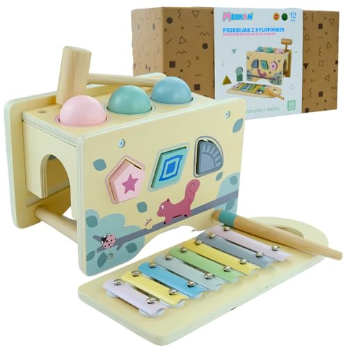 MERKAN Holzspielzeug für Kinder, Klopfbank, Sortierer, Glocken, Xylophon, Pädagogisches Entwicklungsspielzeug, Sichere Holz-Klopfbank, Sortierer für die Kleinen MERKAN Holzspielzeug für Kinder, Klopfbank, Sortierer, Glocken, Xylophon, Pädagogisches Entwicklungsspielzeug, Sichere Holz-Klopfbank, Sortierer für die Kleinen von Merkan