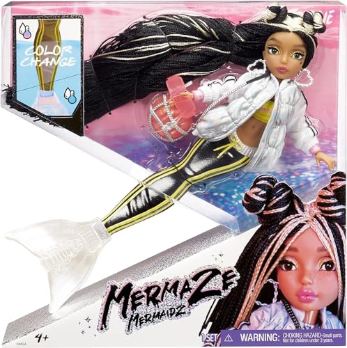 MGA Entertainment Mermaidz - JORDIE - Meerjungfrauen Puppe mit Farbwechsel & Schwarz-Blondem Haar - Inklusive Outfit & Zubehör - Voll beweglich - Zum Sammeln - Für Kinder ab 4 Jahren 580836 von MERMAZE MERMAIDZ