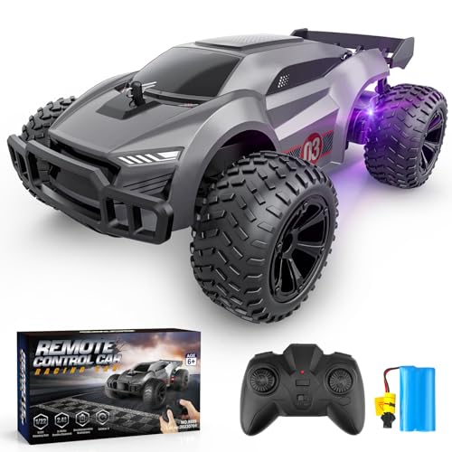 Mermoe Ferngesteuertes Auto, 1:22 2,4Ghz RC Auto Kinder Spielzeug Spiele ab 6 7 8 9 10 Jahre Ferngesteuerter LKW Lastwagen mit Led Licht Monster Truck Drift Cars Geschenke für Jungen Mädchen (Grau) von Mermoe