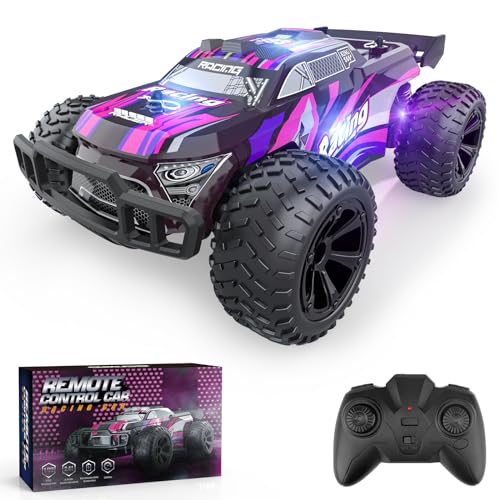 Mermoe Ferngesteuertes Auto ab 6 7 8 9 10 Jahre, 1:22 2,4Ghz RC Auto Kinder Spielzeug Spiele Ferngesteuerter LKW Lastwagen mit Led Licht Monster Truck Drift Cars Geschenke für Jungen Mädchen (Violett) von Mermoe