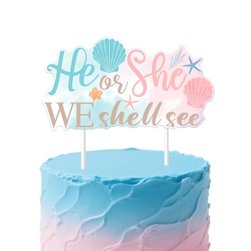 Er oder sie wir Shell sehen Kuchen Topper Seashell Geschlecht Enthüllen Dekorationen Shell Picks Floral Shell Starfish Kuchen Dekor für Frauen unter dem Meer Junge oder Mädchen Baby Dusche Zubehör Er oder sie wir Shell sehen Kuchen Topper Seashell Geschlecht Enthüllen Dekorationen Shell Picks Floral Shell Starfish Kuchen Dekor für Frauen unter dem Meer Junge oder Mädchen Baby Dusche Zubehör von Merrystorm