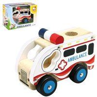 Bino 84081 - Ambulance, Rettungswagen, Holzauto, Länge: 17cm von Mertens