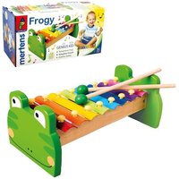 Bino 86591 - Frogy Xylophon Frosch, Holz-Metall, Glockenspiel, bunt, von Mertens