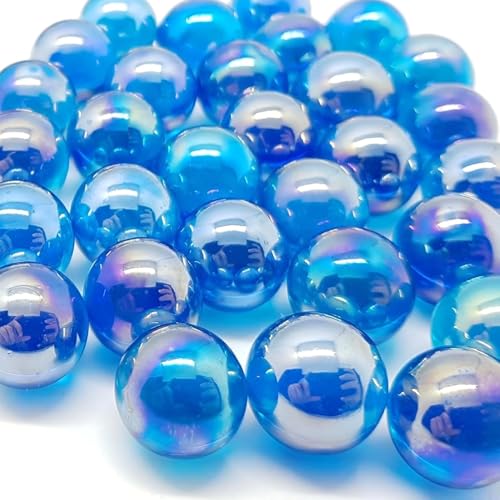 MesBilles 30 Murmeln Blau Irisierend - Glasmurmeln 14 mm von MesBilles