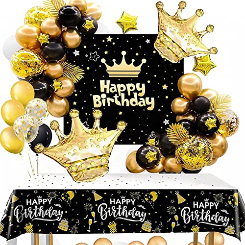 Mesiria Geburtstagsdeko Baby Kinder Erwachsene, Schwarz Gold Luftballons Geburtstag Dekoration, Schwarz Gold Party Deko,Konfetti Luftballon Birthday Decorations,Ideal für alle Geburtstage von Mesiria