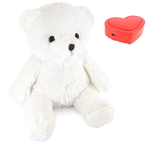 Message in a Cuddle Kuscheltier Bär mit Ihrer gesprochenen Nachricht | Bär (weiß) 45cm | Mit Voice Recorder | Deine eigene Stimme | Geschenk - Valentinstag - Geburtstag - Jahrestag - Muttertag von Message in a Cuddle