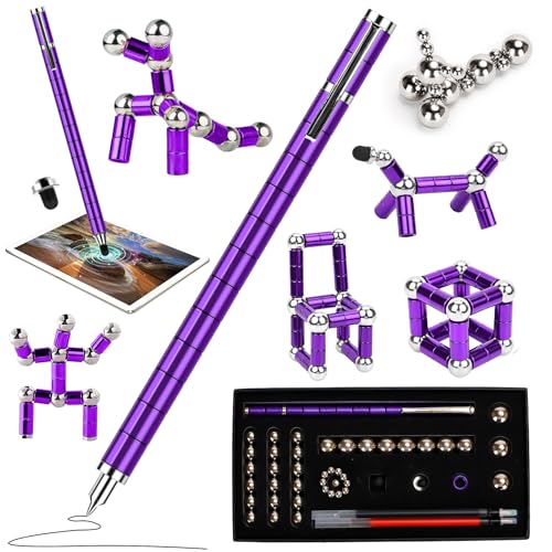 Magnetischer Kugelschreiber, Fidget Pen, Lustig Multifunktions Magnetstift für Junge Männer Frauen Kinder, Coole Gadgets Stressabbau Druckkugelschreiber Geschenk (Lila) von MestectPET