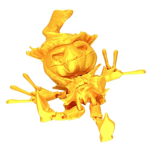 MetaHrystynx 3D Gedruckt Halloween Lustige Kürbis Modell, Halloween-Thema Dekoration, DIY Kreative artikuliert Halloween-Figuren, Halloween-Deko für Haus Party, Golden von MetaHrystynx