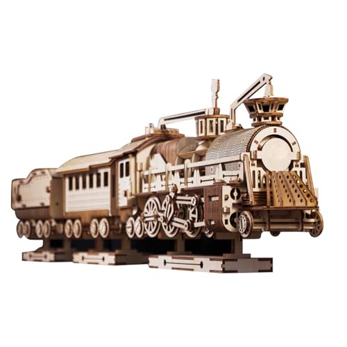 MetaHrystynx 3D Holzdampfzug Modell Puzzle, Holz Mechanische Übertragung Fahrzeug Kits, Kreative Zug Montage Kits, Kompletter Bausatz Version, 892 Tiene von MetaHrystynx