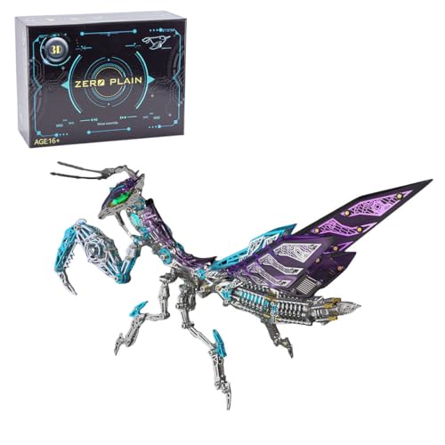 MetaHrystynx 3D Mechanisches Mantis Puzzle, Blau Metallmodell Mantis Kits für Erwachsene, DIY Punk Insekt Modelle Stichsäge, DIY kreative Kits, Dekorationen, 1000+Teile von MetaHrystynx