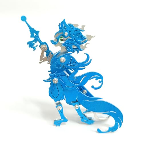 MetaHrystynx 3D Metall Magische Allgemeine Katze Kits, Mechanisches Kreatur Modell Puzzle für Erwachsene, Metall Punk Katze Modell, DIY Kreativer Haus Ornament, 76 Tiene, Blau von MetaHrystynx