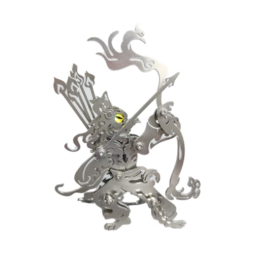 MetaHrystynx 3D Metall Magische König Katze Kits, Mechanisches Kreatur Modell Puzzle für Erwachsene, Metall Punk Katze Modell, DIY Kreativer Haus Ornament, 66 Tiene, Silber von MetaHrystynx