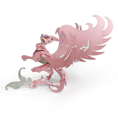 MetaHrystynx 3D Metall Magische Prinzessin Katze Kits, Mechanisches Kreatur Modell Puzzle für Erwachsene, Metall Punk Katze Modell, DIY Kreativer Haus Ornament, 37 Tiene, Rosa von MetaHrystynx