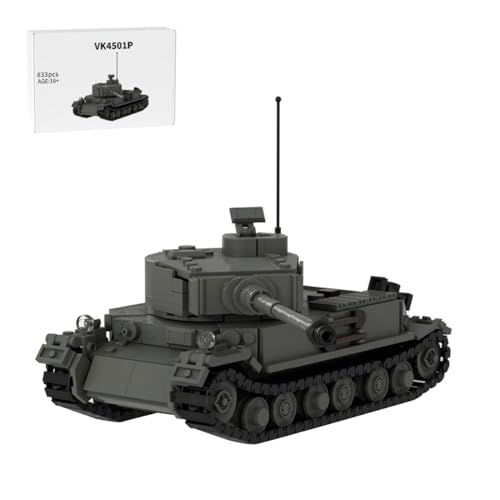 MetaHrystynx Deutsches VK4501P Panzer-Bauklötze-Set – WWII Deutsches Prototyp Schwerer Panzer Modell, Militärischer Baustein-Bausatz, Sammlungsdisplay, 633 Teile von MetaHrystynx