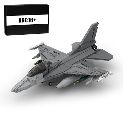 MetaHrystynx F16 Militär Kampfflugzeug Modellbau-Bausteine Set, MOC Baustein, Flugzeugmodellbausätze, Militärspielzeug für Erwachsene, 862 Teile von MetaHrystynx