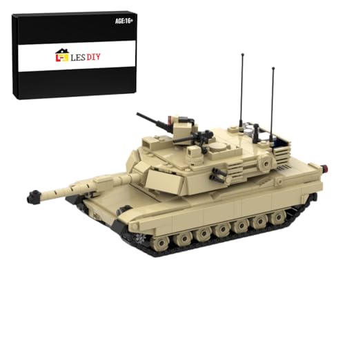 MetaHrystynx M1A2 Militär Panzer Modellbausatz, MOC Tank Blocksatz, Militärischer Armeepanzerr Baustein-Spielzeug für Erwachsene, Geschenke und Dekorationen, 865 Telie von MetaHrystynx