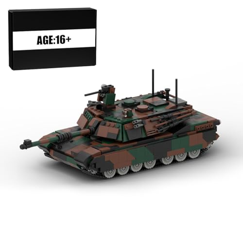 MetaHrystynx M1A2 Militärische Kampfpanzer Modellbau-Bausteine Set, MOC 25419 Militärisches Panzermodellbausätze, 1:33 Armee-Panzer Modell, Militärspielzeug für Erwachsene, 1211 Teile, Grün von MetaHrystynx