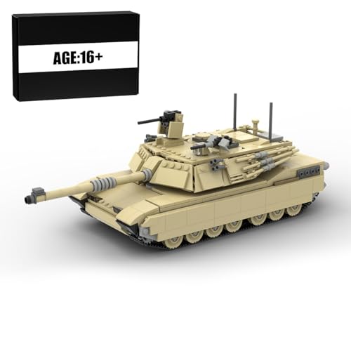 MetaHrystynx M1A2 Militärische Kampfpanzer Modellbau-Bausteine Set, MOC 25419 Militärisches Panzermodellbausätze, 1:33 Armee-Panzer Modell, Militärspielzeug für Erwachsene, 1211 Teile, Hellbraun von MetaHrystynx