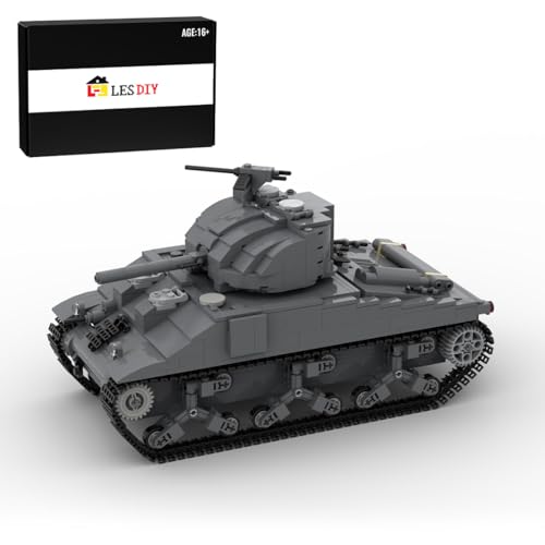 MetaHrystynx M4-A2 Militärische Kampfpanzer Modellbau-Bausteine Set, MOC 154688 Militärisches Panzermodellbausätze, 1:30 Armee-Panzer Modell, Militärspielzeug für Erwachsene, 1136 Teile von MetaHrystynx