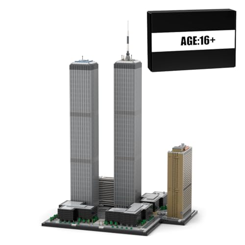 MetaHrystynx MOC Twin Towers Building Blocks Set im Maßstab 1:800, MOC-177998 Weltweites Wahrzeichen der Architektur Modell, DIY Montage Straßenszene, Perfekt für Enthusiasten, 7121 Teile von MetaHrystynx