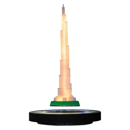 MetaHrystynx Magnetische Levitation Burj Dubai Modell, Magnetische Turm Modell mit mehrfarbiger LED-Beleuchtung, Stressabbau-Spielzeug, Cooles Schreibtisch-Ornament für Haus, Große Version von MetaHrystynx