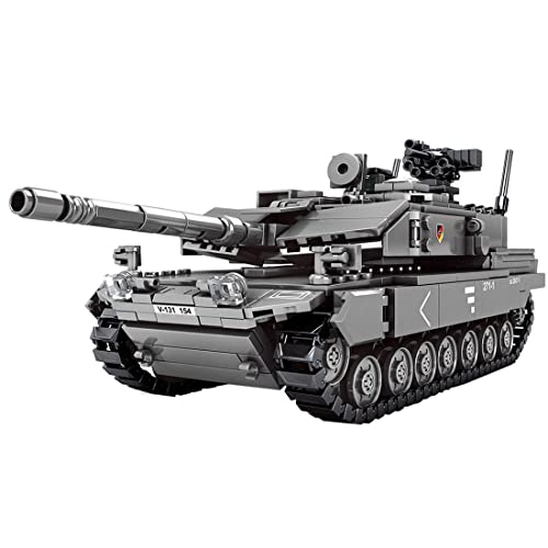 MetaHrystynx Militär Tank Modellbausatz, MOC Armee Panzer Modellbausatz, Baustein-Spielzeug für Erwachsene, Dekorationen, 898 Telie, Graue Tarnung von MetaHrystynx
