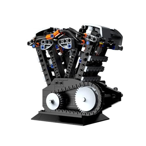 MetaHrystynx Mini V2 Motor Modellbausatz mit 2-Zylinder in Dynamischer Ausführung, MOC-Engine Simulationsbaustein, Hobby-Baustein-Set für Erwachsene, 396 Teile von MetaHrystynx