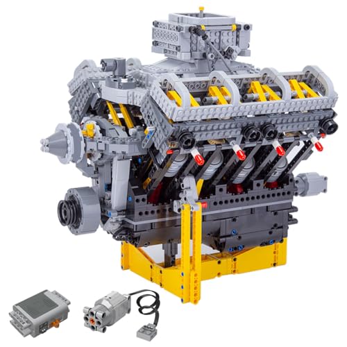 MetaHrystynx V8-Motor Modellbausatz Bausteine Motor Klemmbausteine, V8-Zweiventil-Small-Block-Saugmotor mit Stößel-Nockenwelle, Dekorationen, 2362 Teile von MetaHrystynx