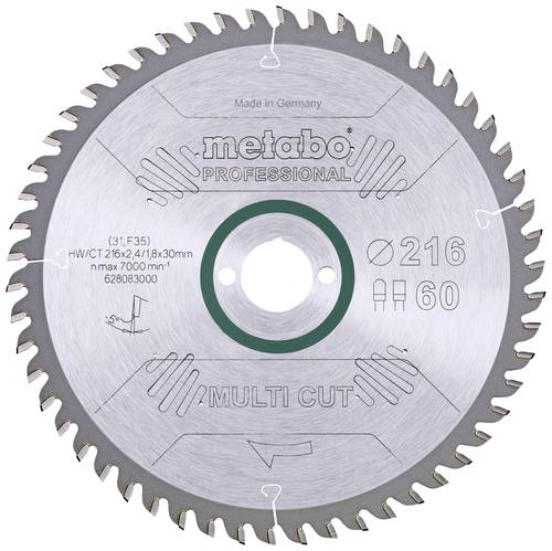 Metabo multi cut - professional, 216x30, Z60 FZ/TZ, 5°neg. 628083000 Hartmetall Kreissägeblatt 216 von Metabo