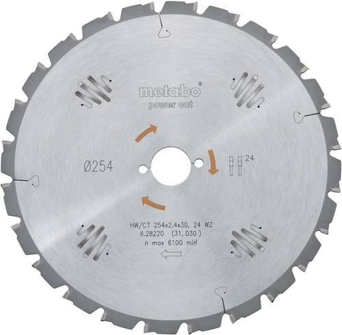 Metabo HW/CT 254X30 60 WZ 628222000 Hartmetall Kreissägeblatt 254 x 30 x 1.8mm Zähneanzahl: 60 1St. von Metabo