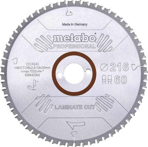 Metabo LAMINATE CUT PROFESSIONAL 628442000 Kreissägeblatt 216 x 30 x 1.8mm Zähneanzahl: 60 1St. von Metabo